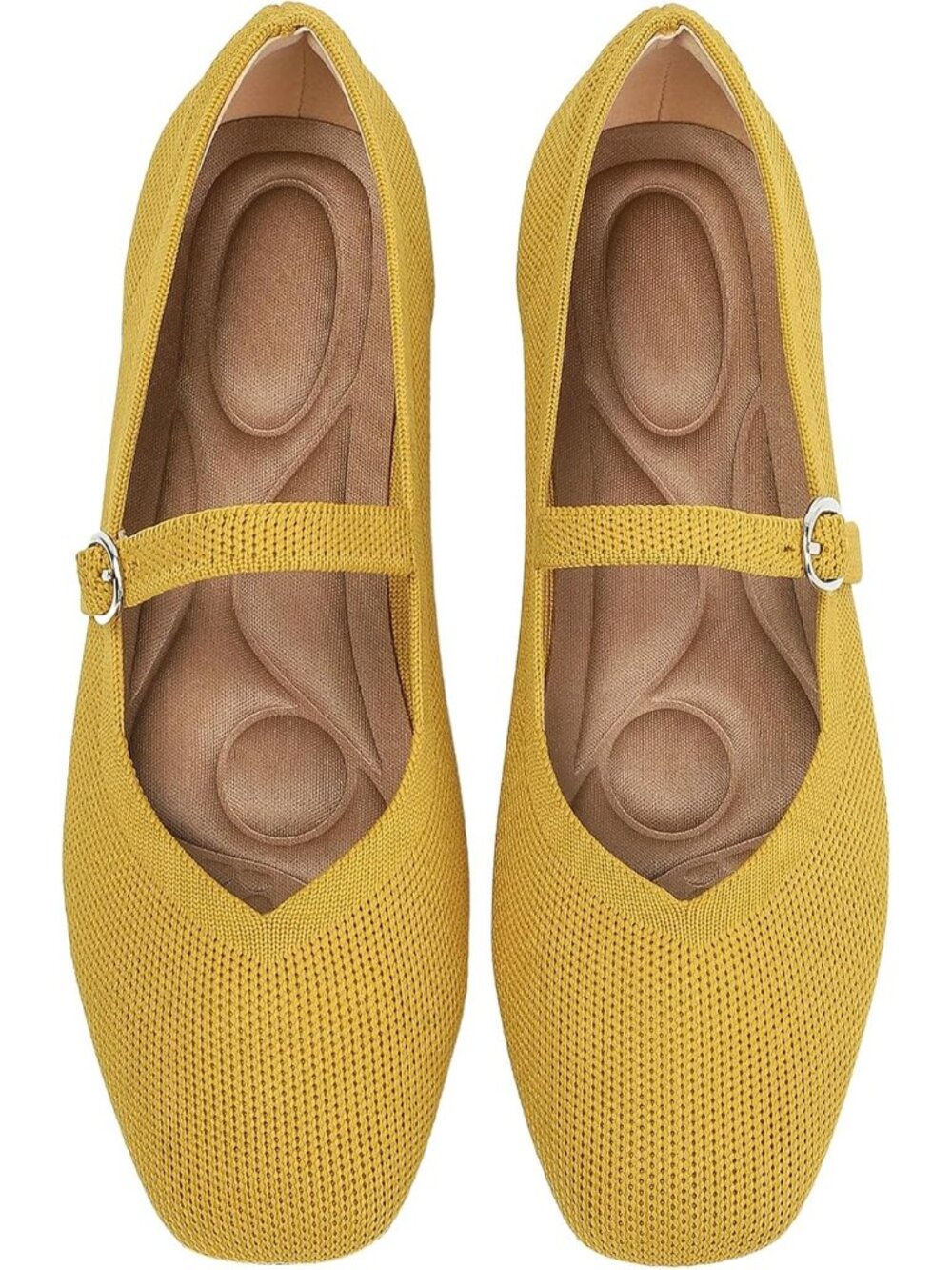 🆕Women's Ginjer Knit Mary Jane Ballet Flats Square Toe Comfort Dressy Shoes